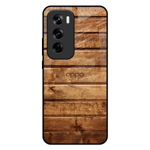 Slim Feel Luxury Surface Layer Wooden Planks Glass Case for Oppo Reno 12 5G