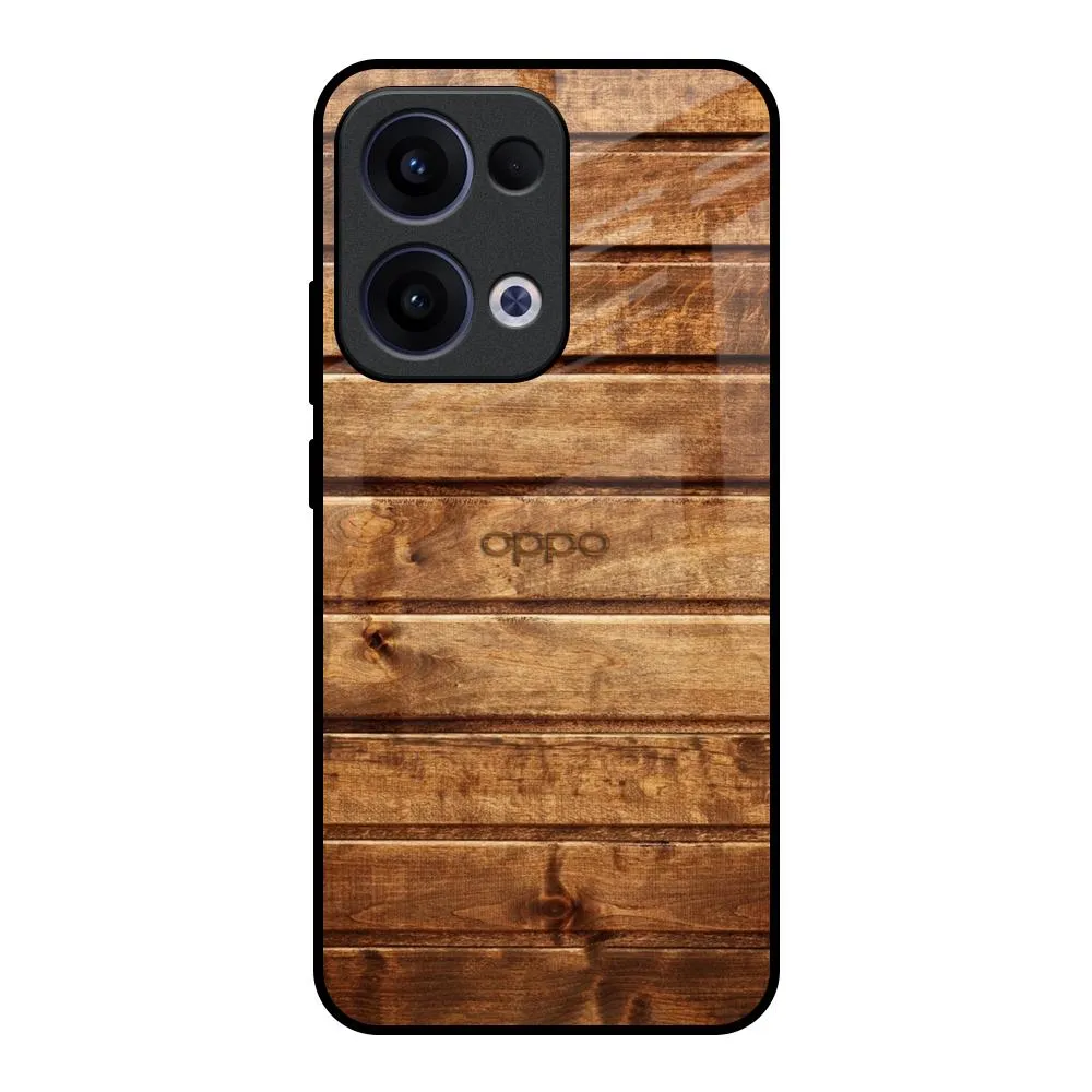 Protective Lining Wooden Planks Glass Case for Oppo Reno13 5G