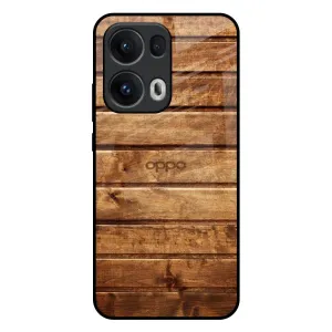 Wooden Planks Glass Case for Oppo Reno13 Pro 5G Comfort Finish Metal Texture