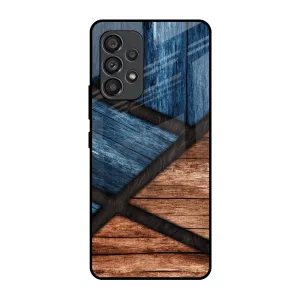 Wooden Tiles Glass Case for Samsung Galaxy A53 5G Protective Edge Classic Design