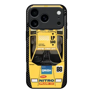 Yellow Racing Car Glass Case for iPhone 17 Pro Soft Protection Edge