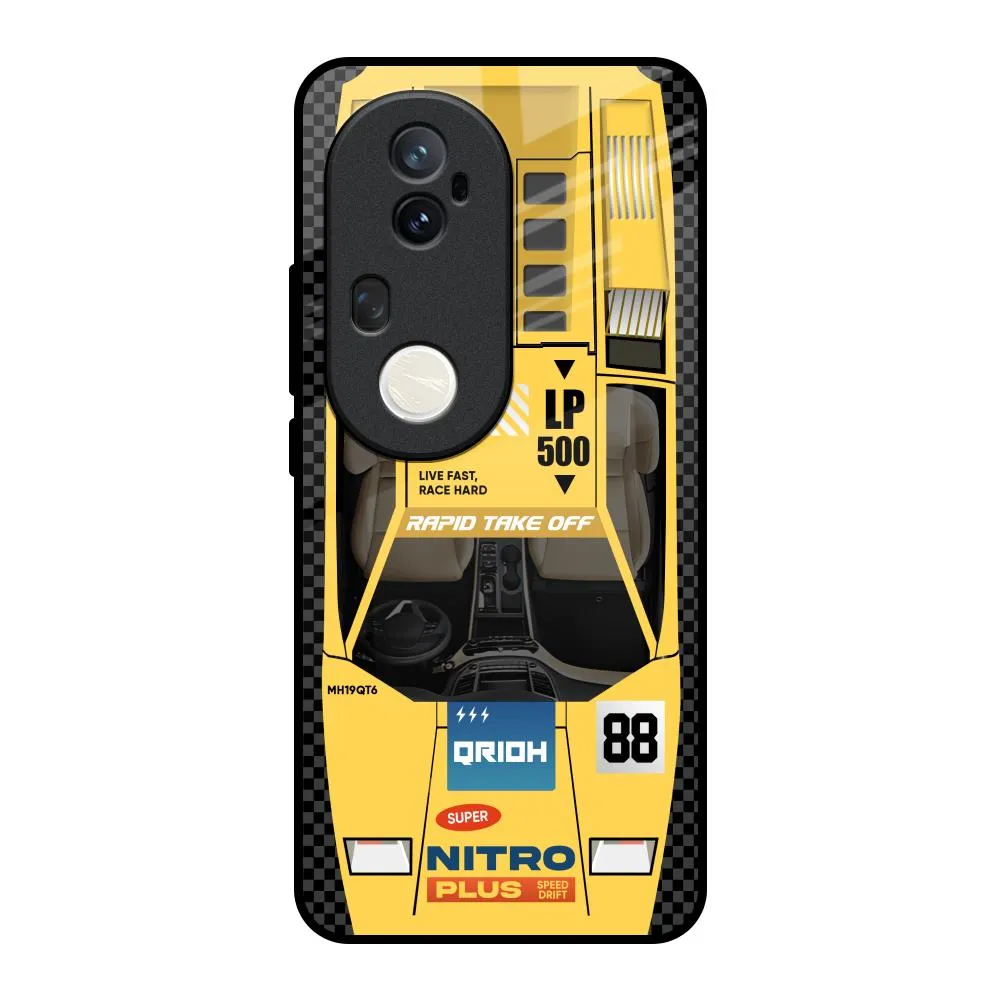 easy installation Yellow Racing Car Glass Case for Vivo T4 Ultra 5G