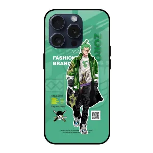Zoro Bape Glass Case for iPhone 15 Pro Printed Graphic